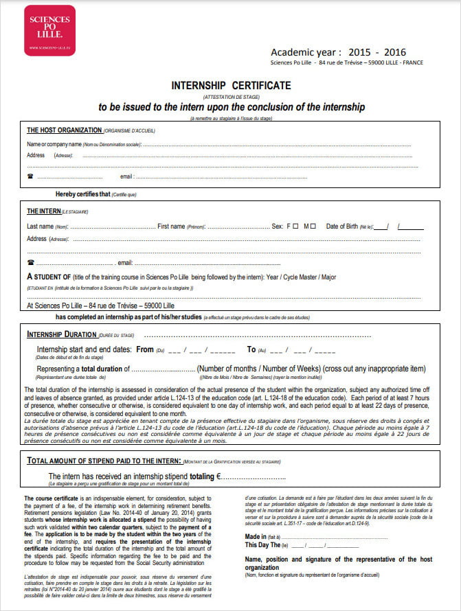 Law Internship Certificate Template