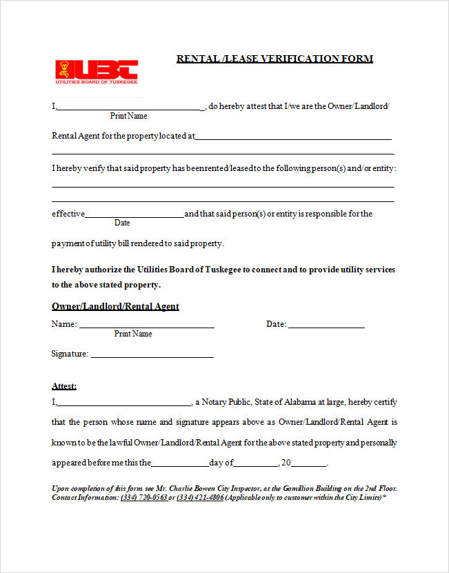 Lease Verification Form