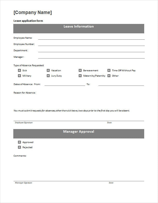 Leave Application Form