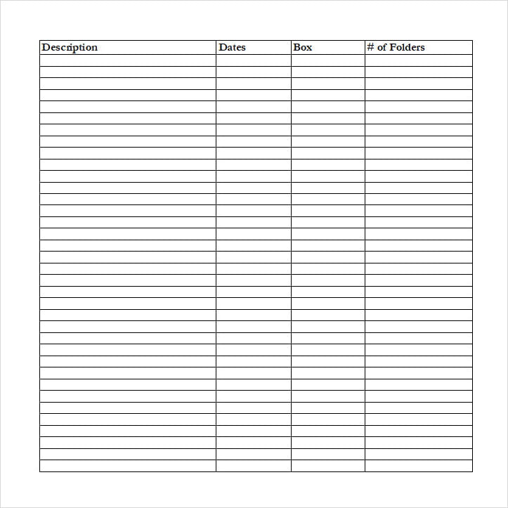 Library Record Inventory Form Template