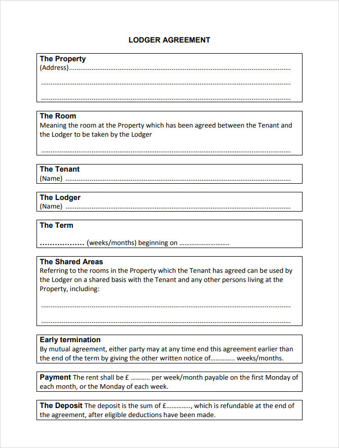 Lodger Agreement Template