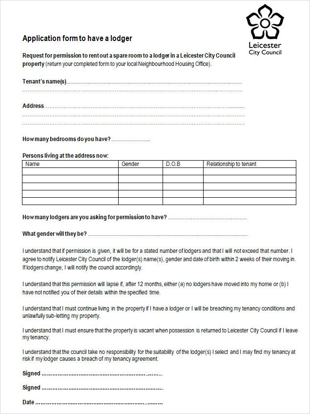 Lodger Permission Form