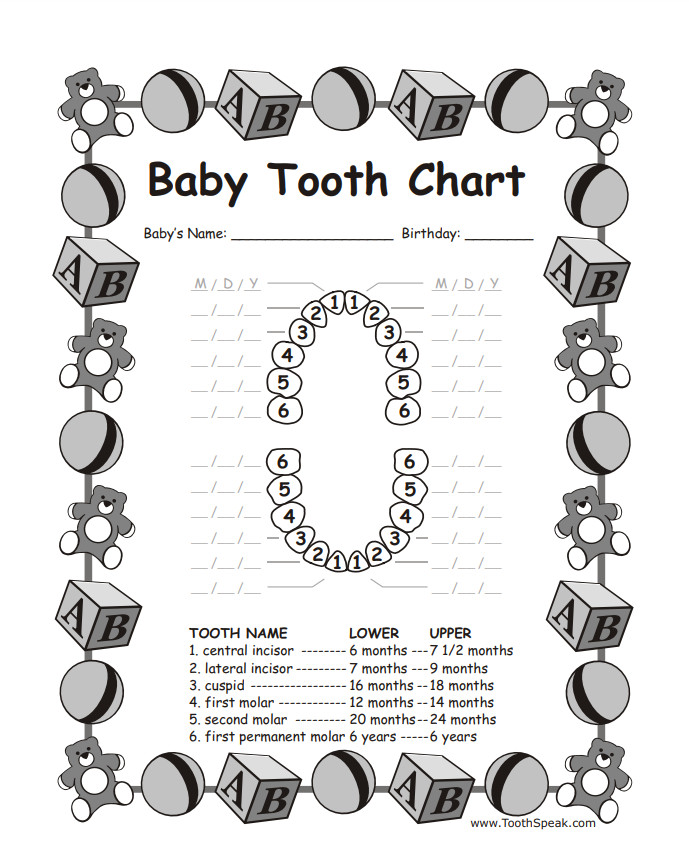 Losing Baby Teeth Chart Template