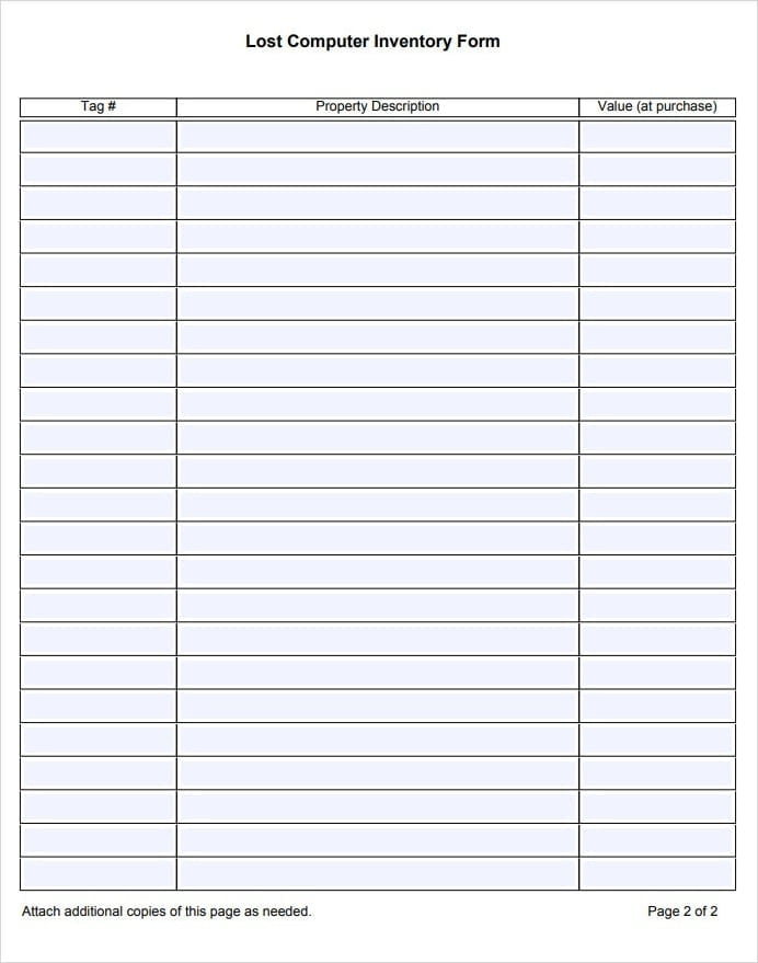 Lost Computer Inventory Form