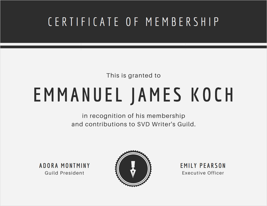 Membership Certificate Template