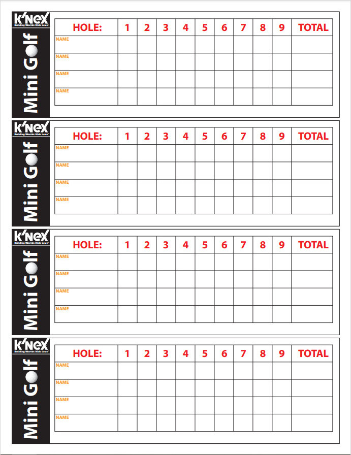 Mini Golf Scorecard Template