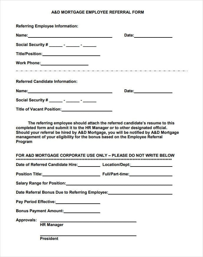 Mortgage Employee Referral Form