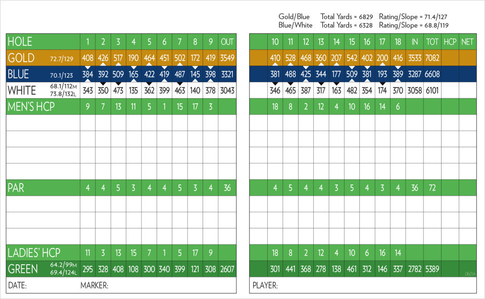 Mountain Falls Scorecard Template