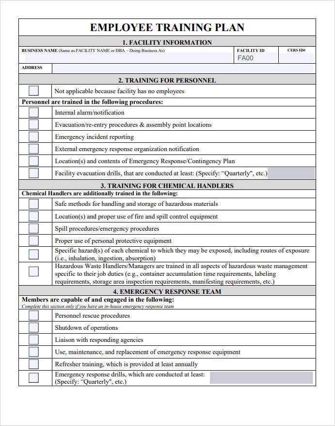 New Employee Training Plan Template