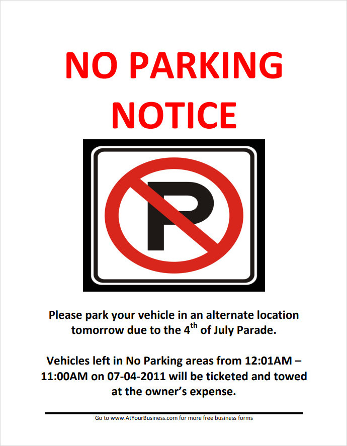 No Parking Notice Template