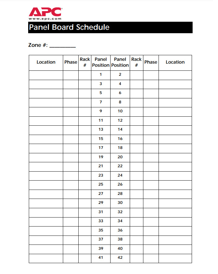 Panel Board Schedule Template