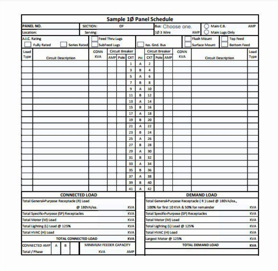 Panel Schedule Template 01