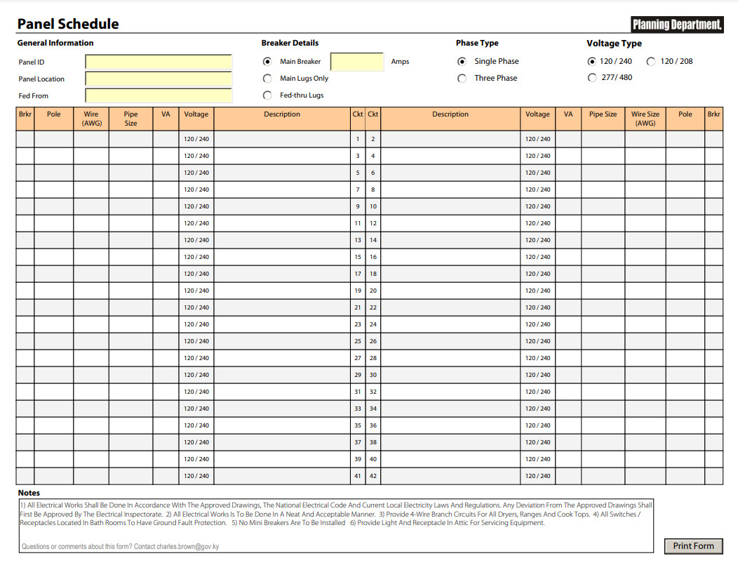 Panel Schedule Template 03