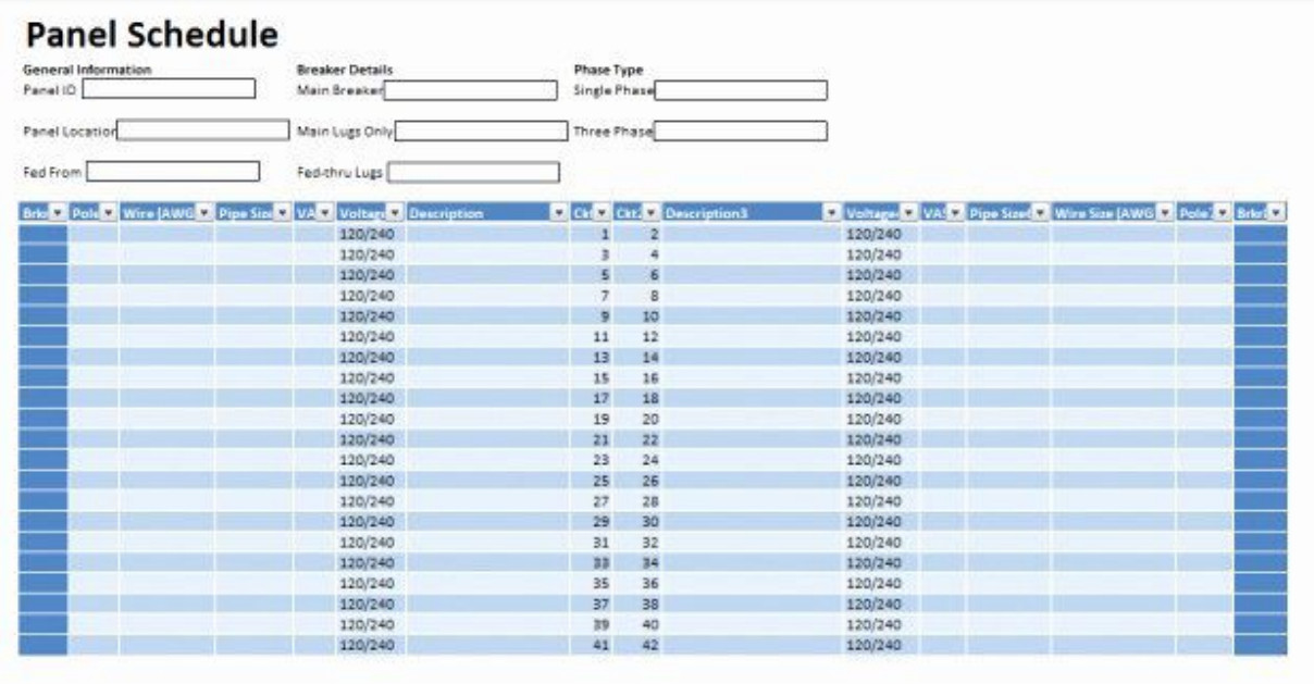 Panel Schedule Template 05