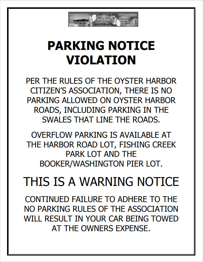 Printable Parking Warning Notice Template