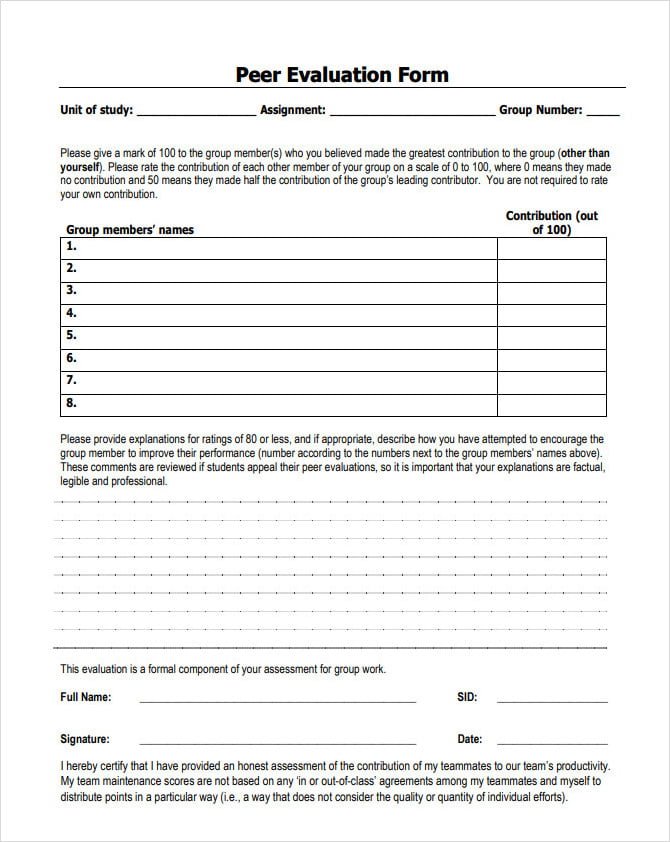 Peer Evaluation Form DOC