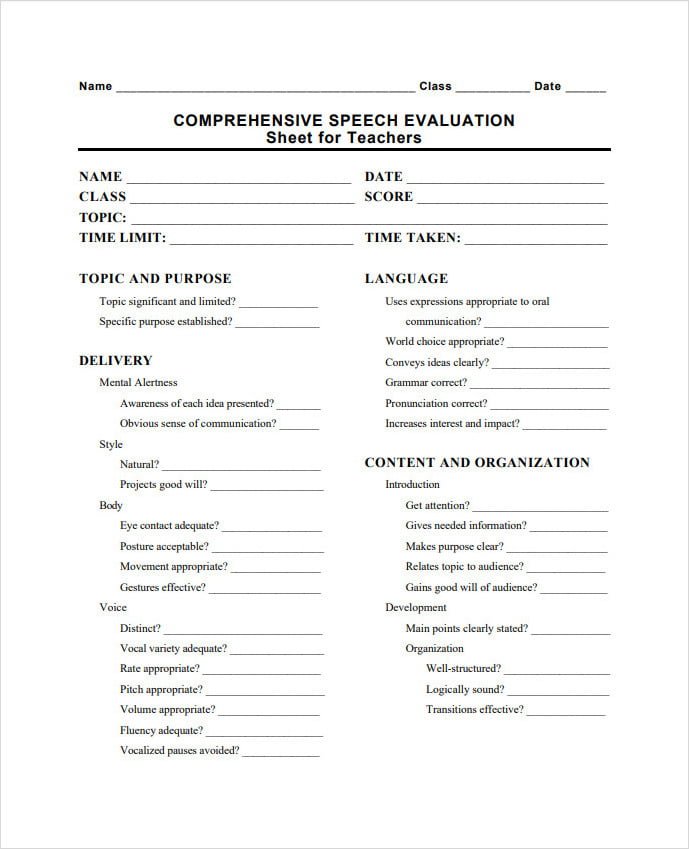 Peer Evaluation Sheet For Teachers