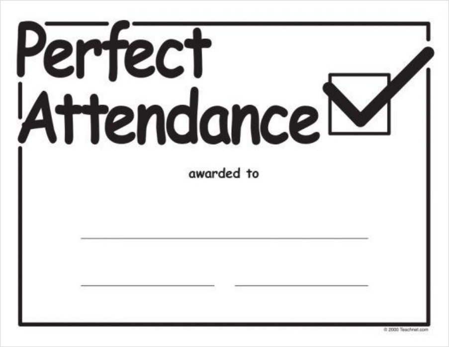 Perfect Attendance Certificate Template Free