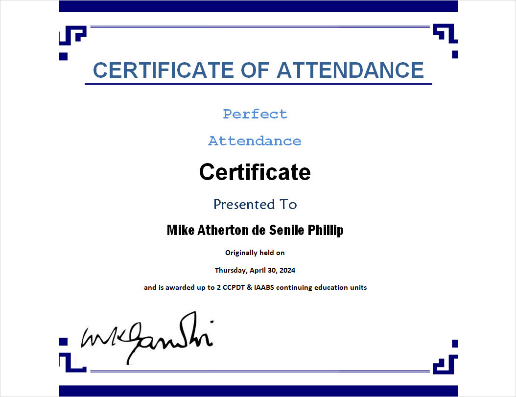 Perfect Attendance Certificate Template Word