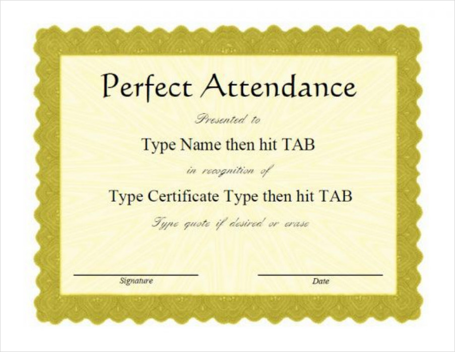 Perfect Attendance Template