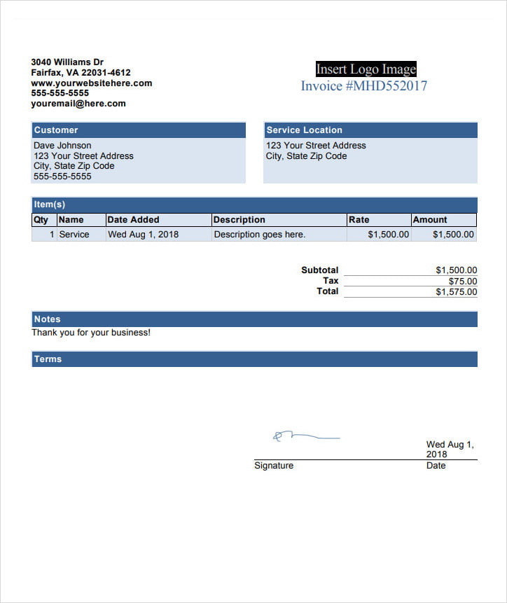 Pest Control Invoice Template