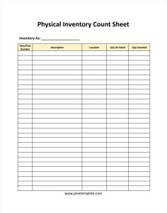 Physical Inventory Count Sheet Template