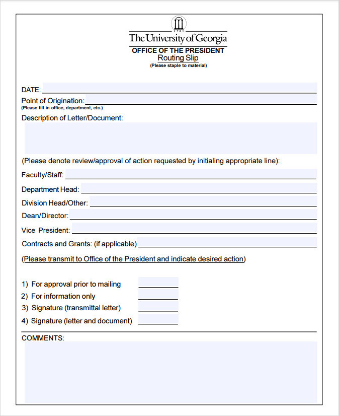 Pres Routing Slip Template