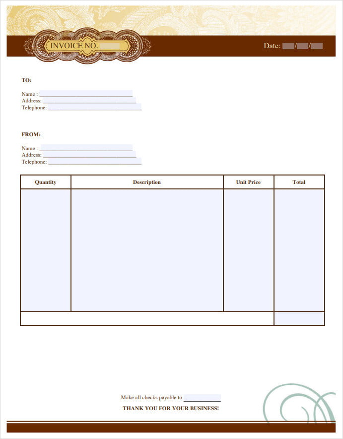 Printable Artist Invoice Template