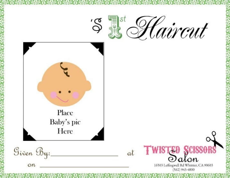 Printable Baby First Haircut Certificate