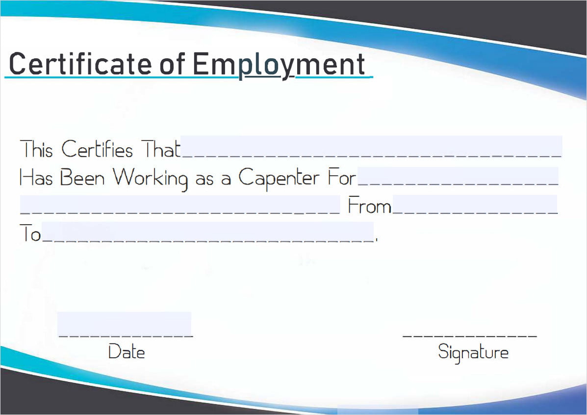 Printable Certificate of Employment Template