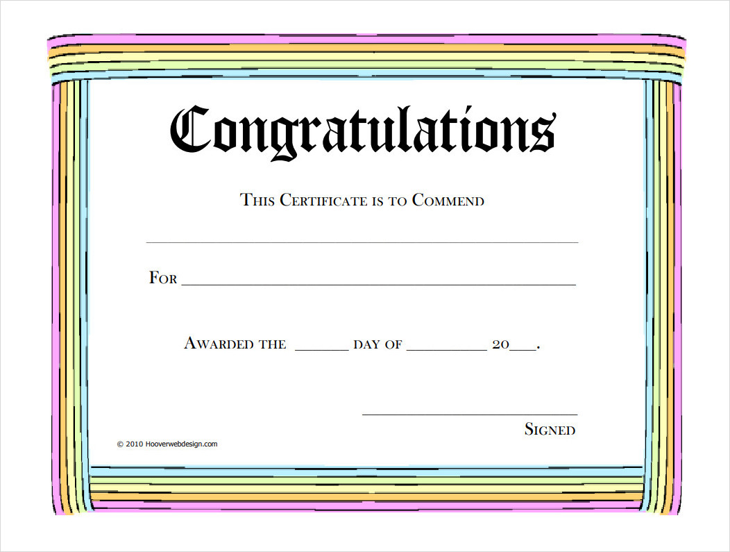 Printable Congratulation Certificate Template