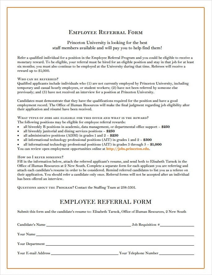 Printable Employee Referral Form