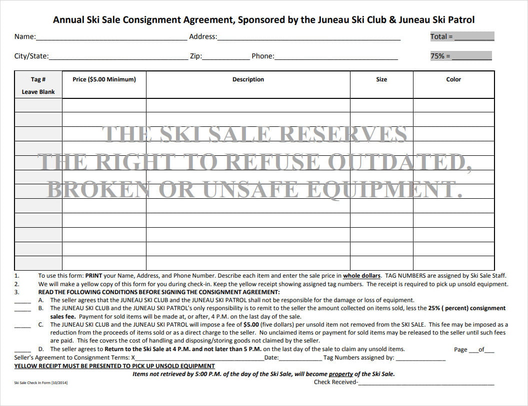 Printable Equipment Consignment Agreement Template