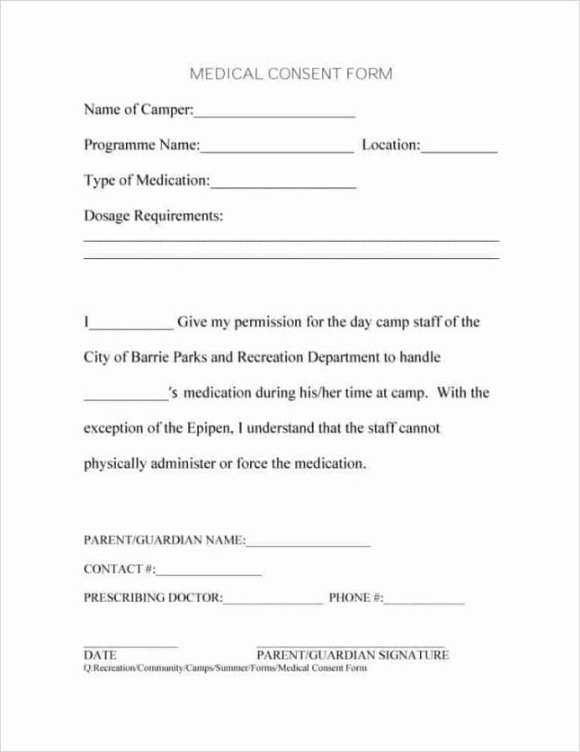 Printable Medical Consent Form