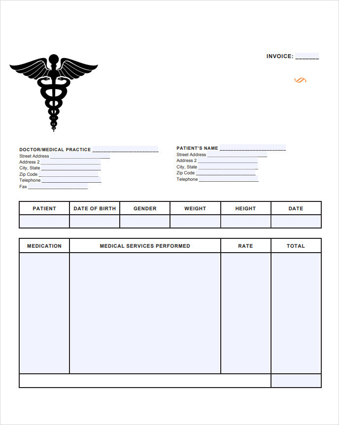 Printable Mental Health Invoice Template