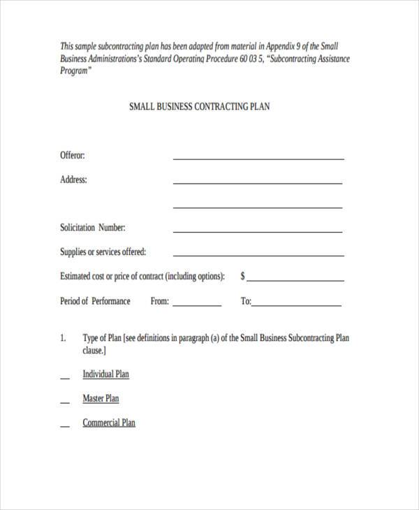 Printable Small Business Agreement Template Sample