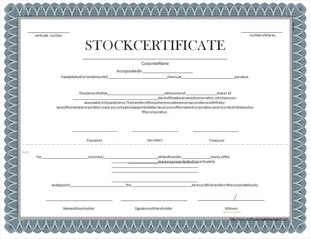 Printable Stock Certificate Template