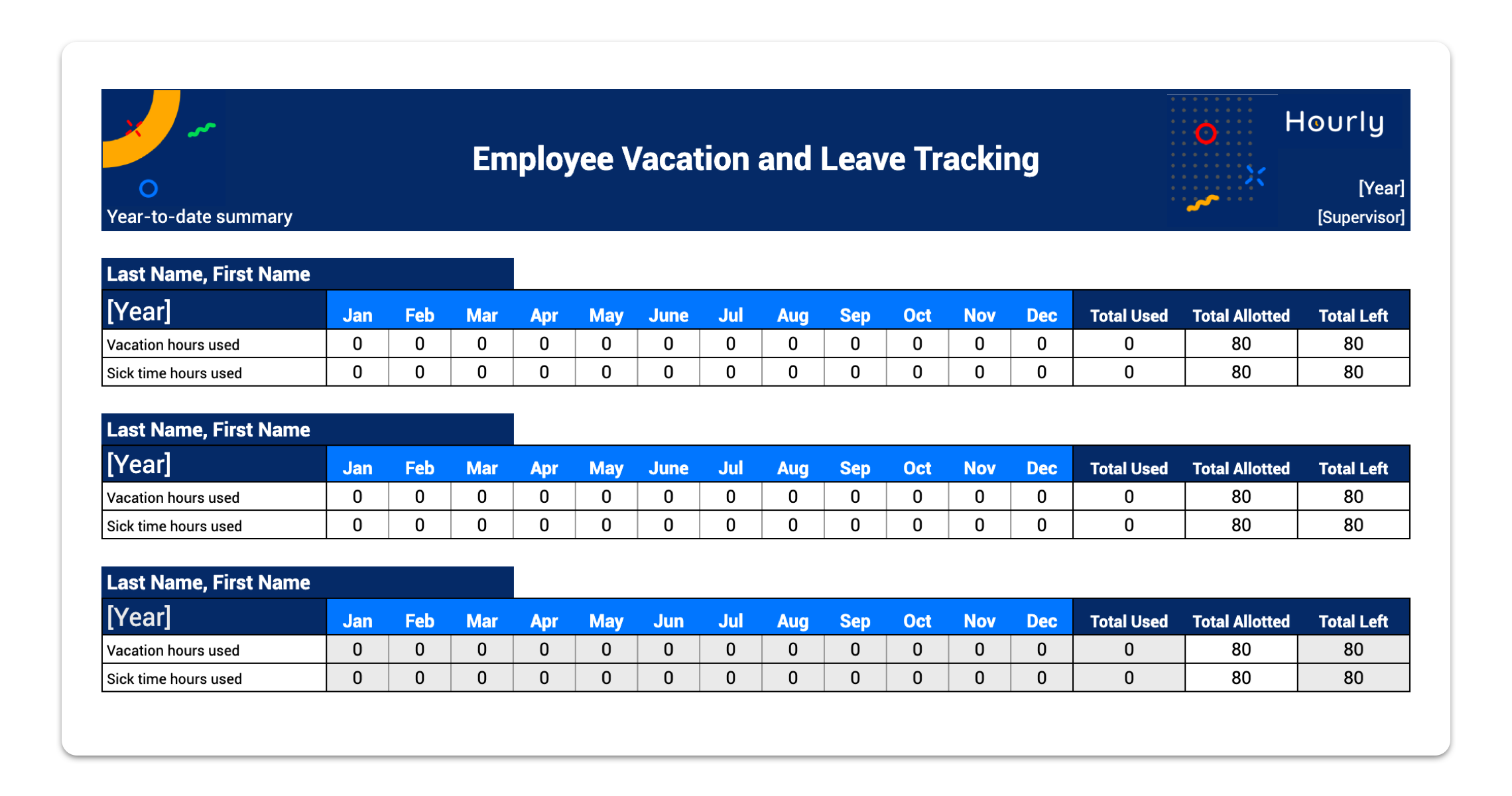 Printable Vacation and Leave Tracker Template Sample