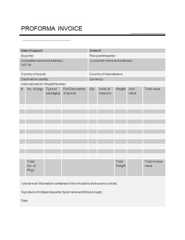 Proforma Invoice Template