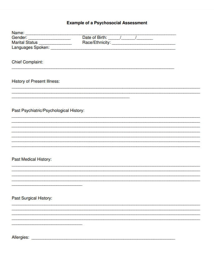 Psychosocial Assessment Documentation Example