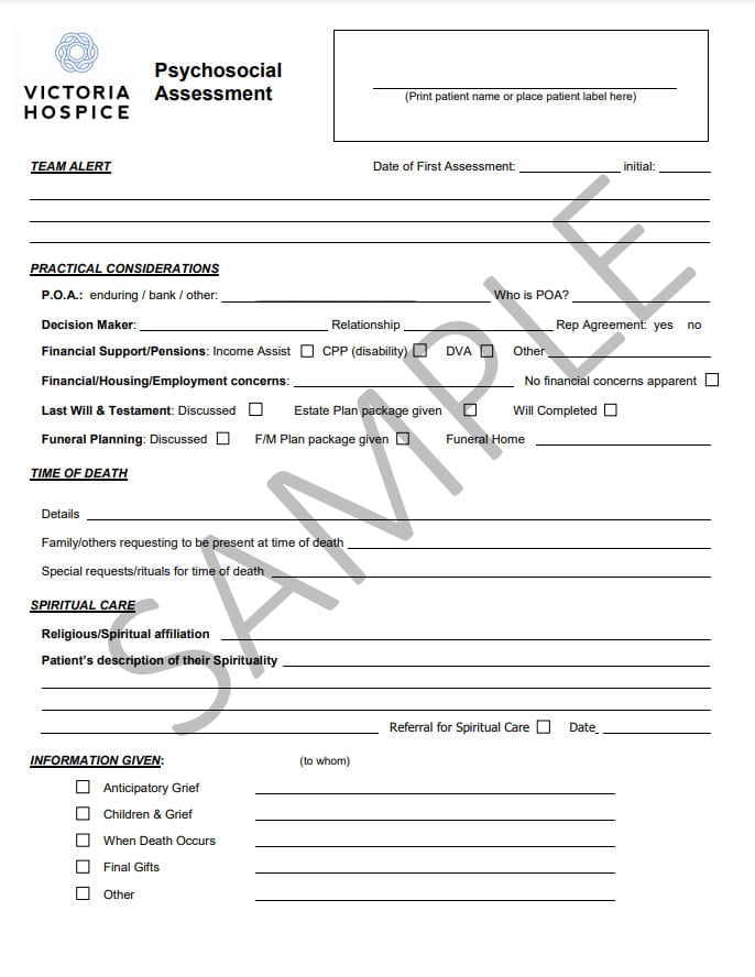 Psychosocial Assessment Tool Template