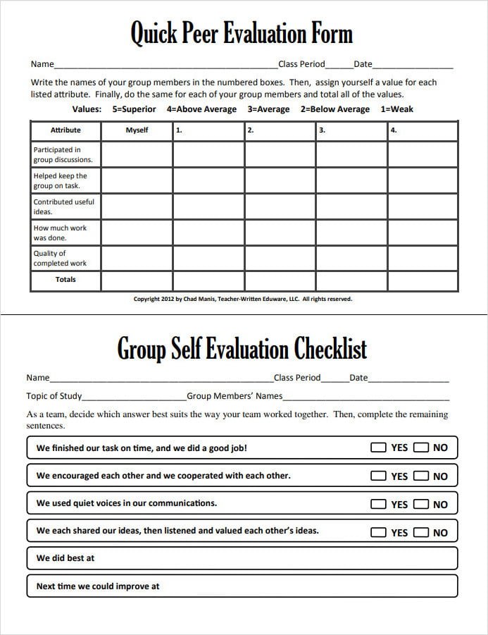 Quick Peer Evaluation Form