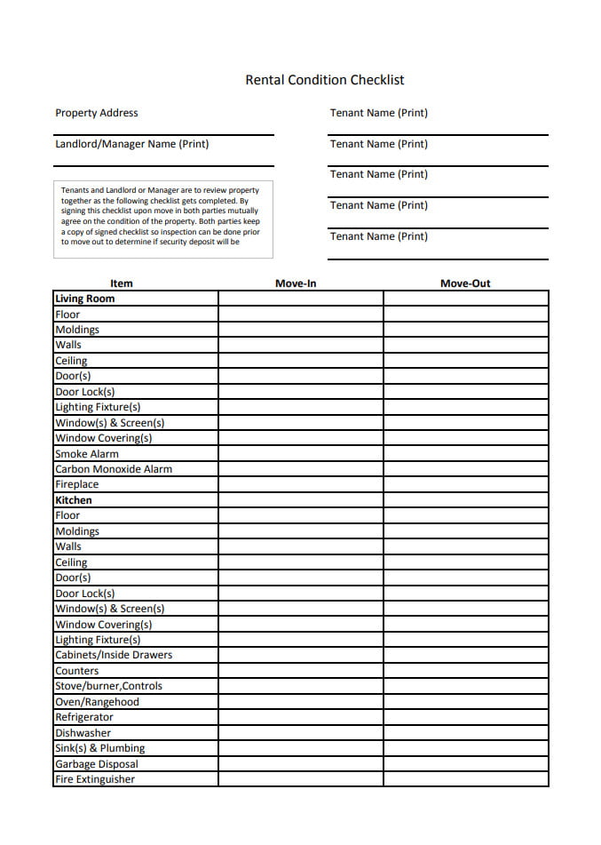 Rental Property Deductions Checklist Template