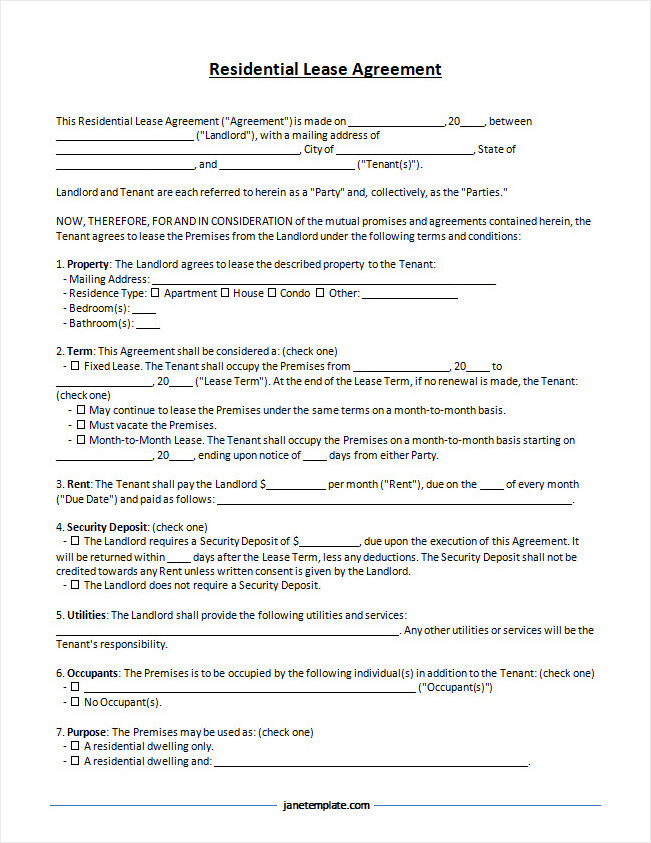 Editable residential lease agreement template for documenting rental conditions and responsibilities.