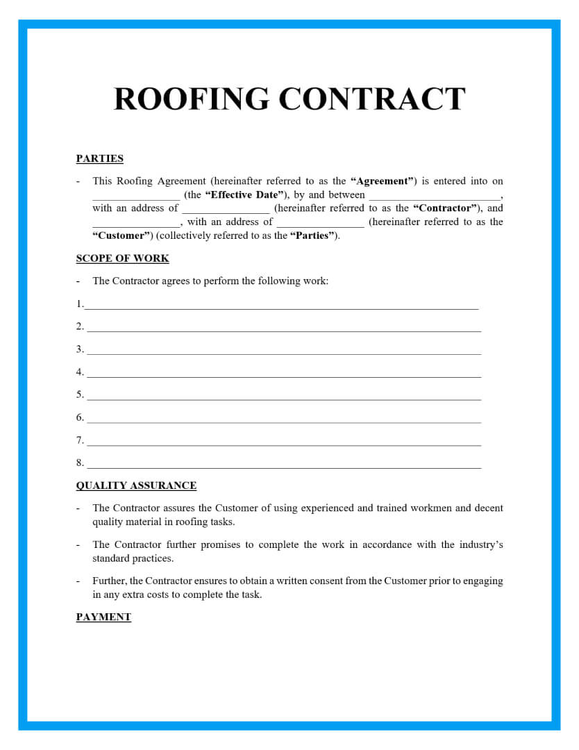 Roofing Contract Agreement Template