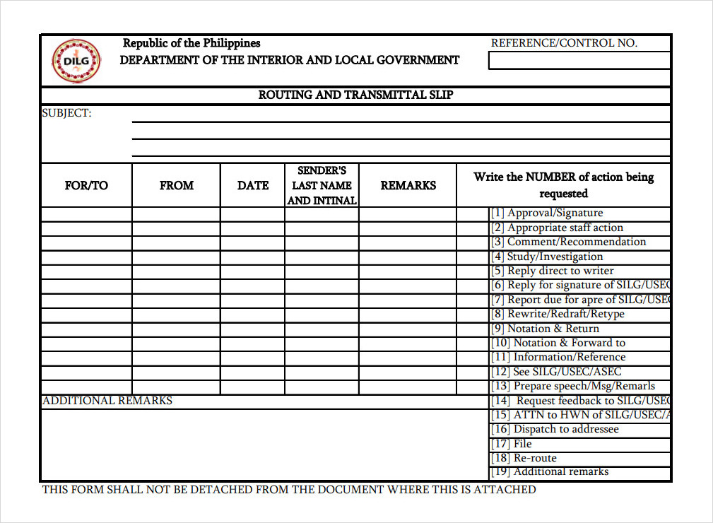 Routing Slip Template