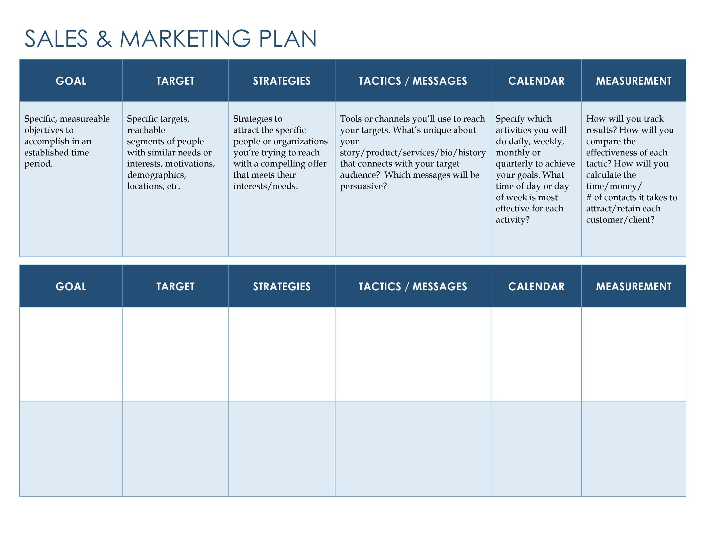 Sales Business Plan Template Sample