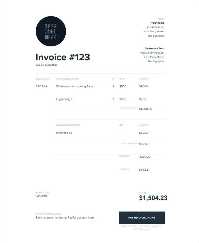 Sample of Artist Invoice Template