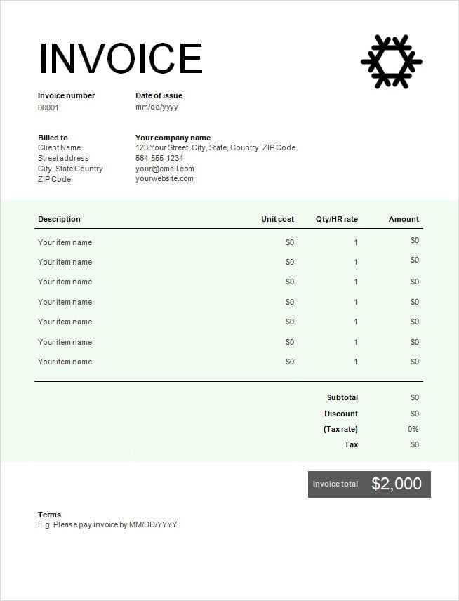 Sample of HVAC Invoice Template