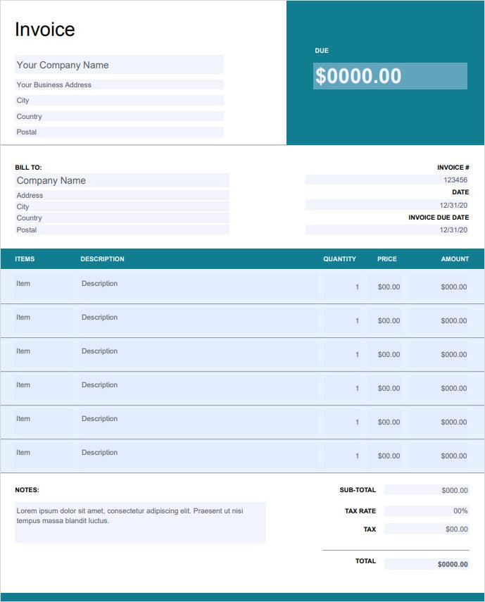 Sample of Lawn Care Invoice Template